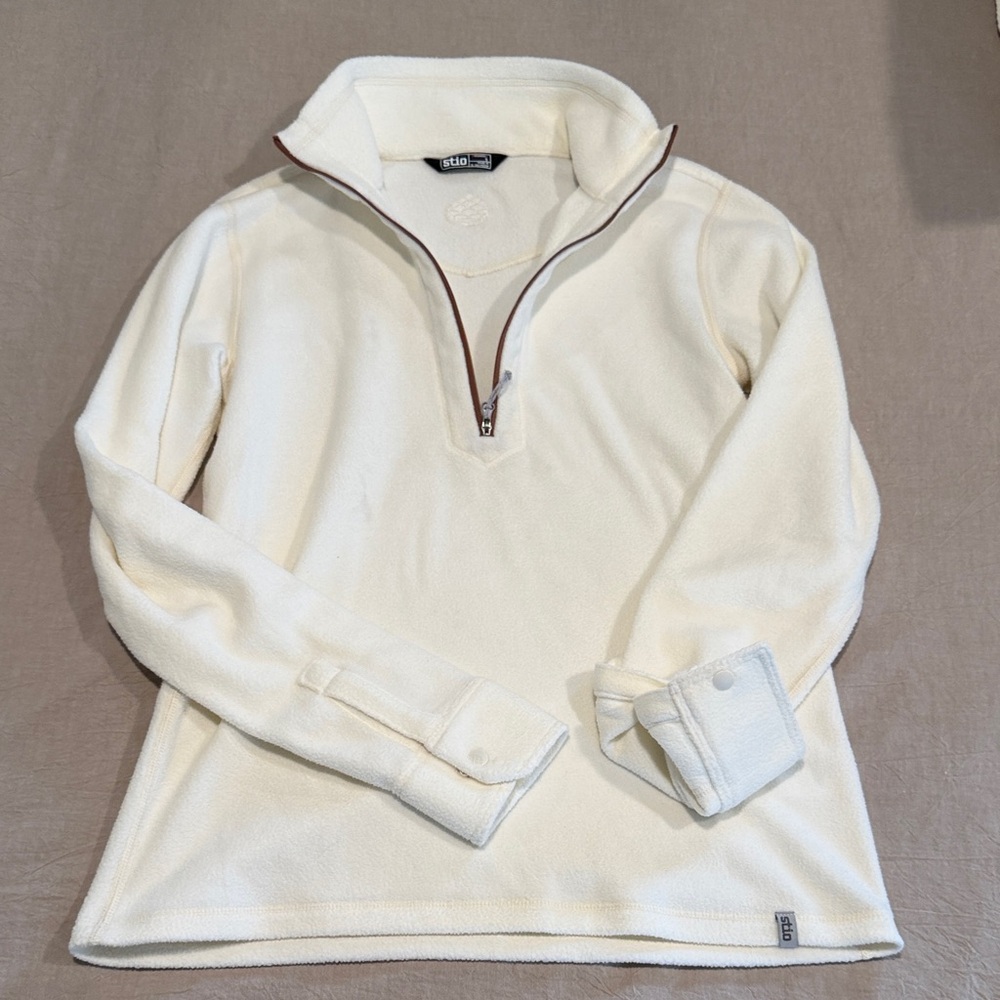Stio Ivory Half-Zip Fleece Pullover with Contrast Trim